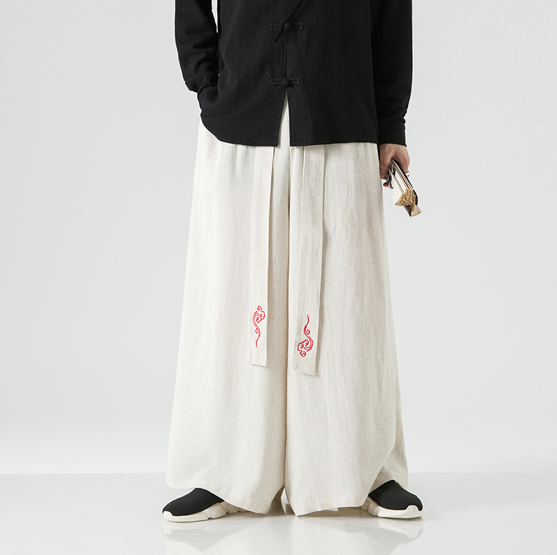 Men Shoes Joggers - 2023 Fashion Men Linen Wide Leg