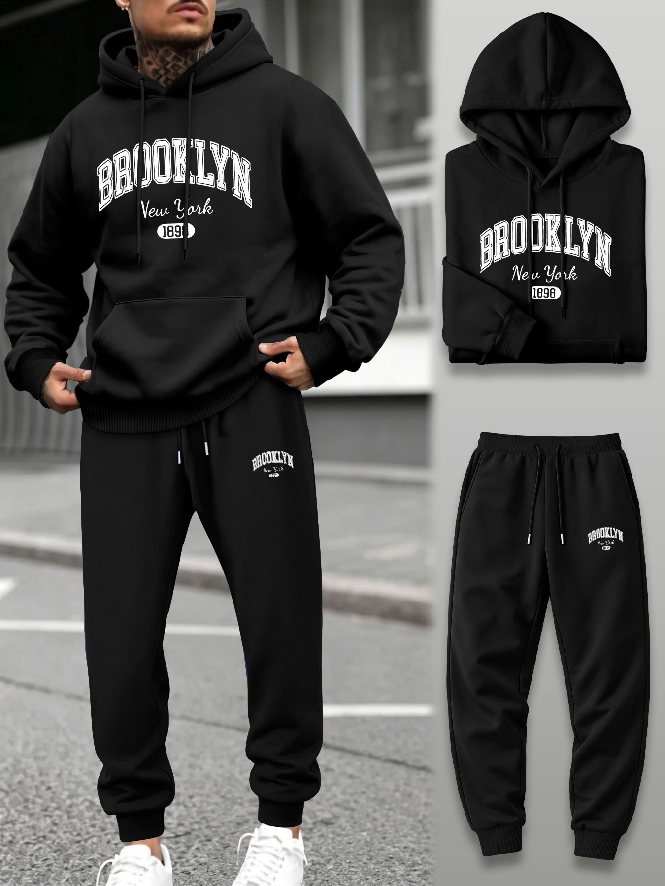 Men Shoes Joggers - Men 2 Piece Tracksuit Hoodie Jogger