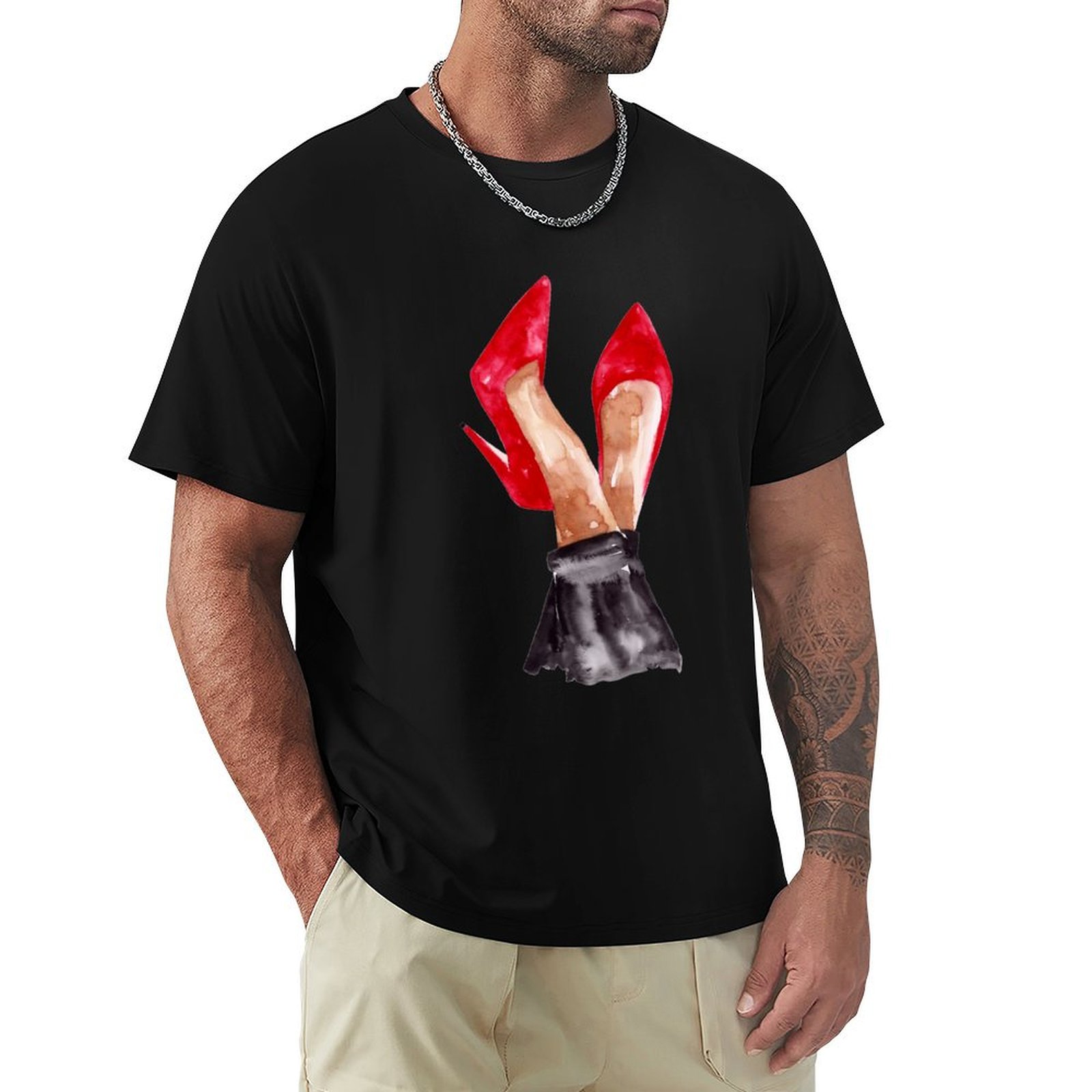 Red Stiletto Shoes Watercolor  - Men Shoes Illustration review and price